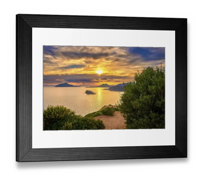 Framed Print : Beautiful sunset on Mediterranean sea coast
