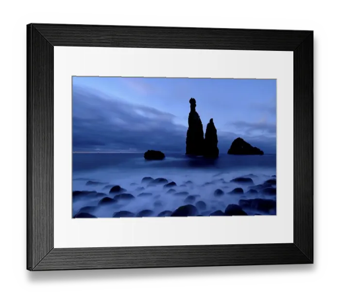 Framed Print : Volcanic rock formation Ilheus da Rib by the cliffs of Ribeira da Janela