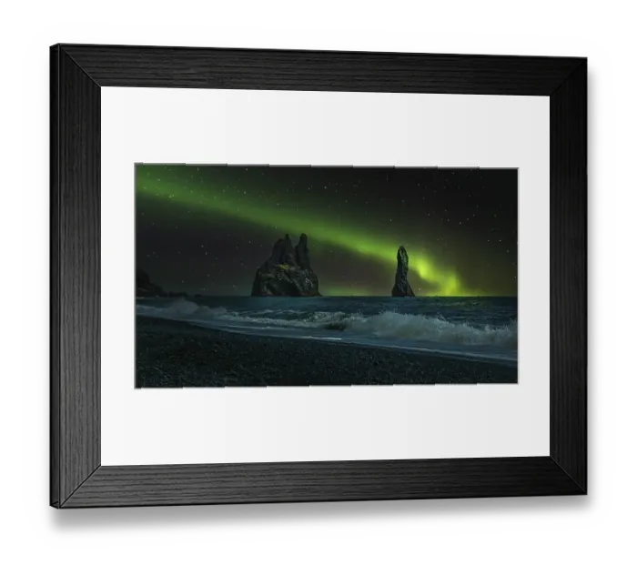 Framed Print : Aurora Borealis over the sea in Iceland