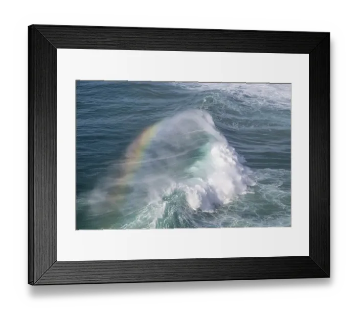 Framed Print : Spectral colours in the spray of a crashing wave