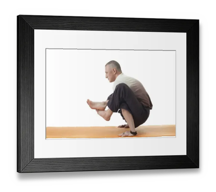 Framed Print : Image of yoga instructor posing in difficult asana Framed Print : Image of yoga instructor posing in difficult asana