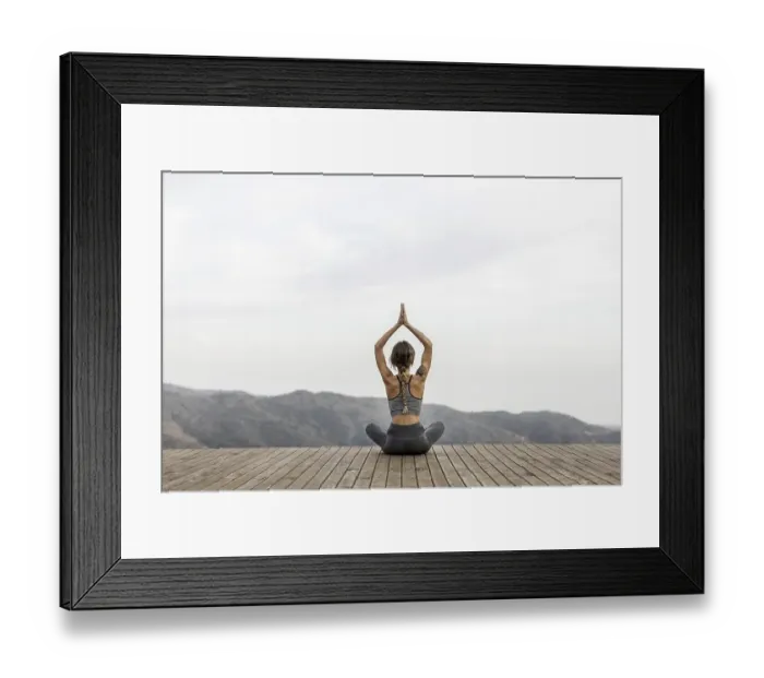 Framed Print : Back view of woman doing yoga outdoors Picture on pik