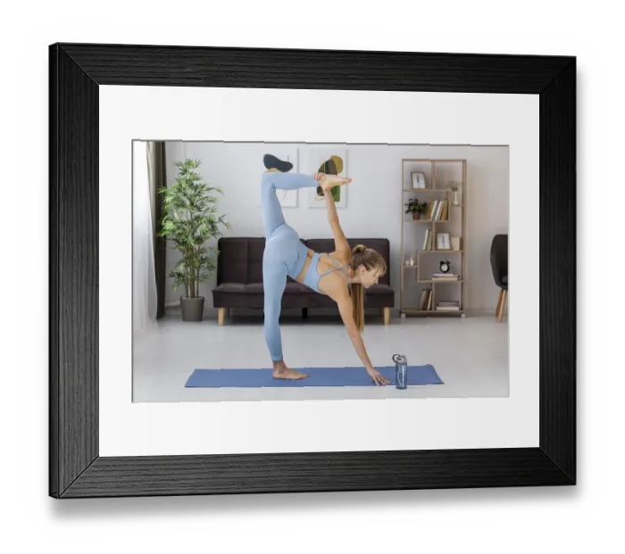 Framed Print : Portrait woman training home