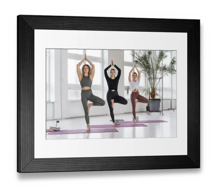 Framed Print : Women standing one leg