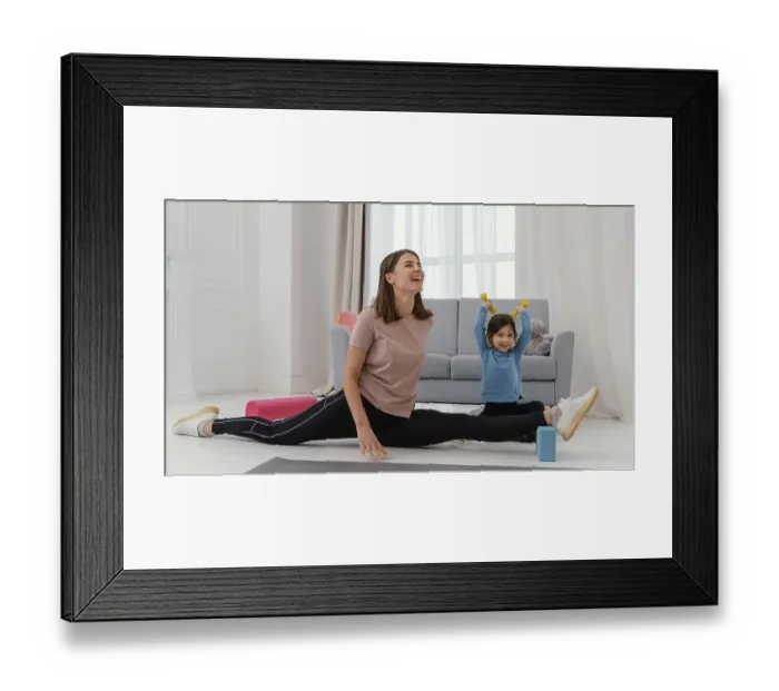 Framed Print : Full shot girl mother training