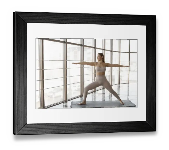 Framed Print : Full shot woman doing exercises