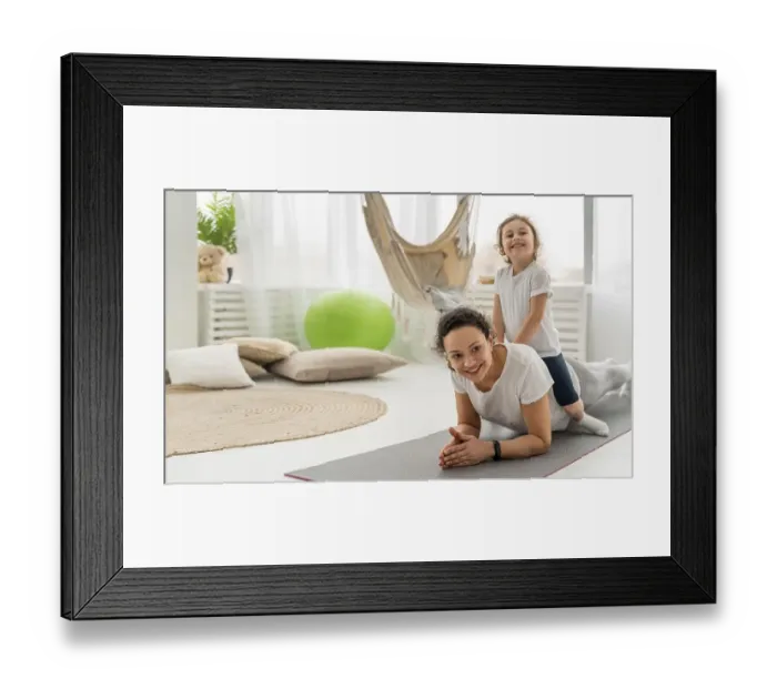 Framed Print : Full shot woman kid mat Framed Print : Full shot woman kid mat