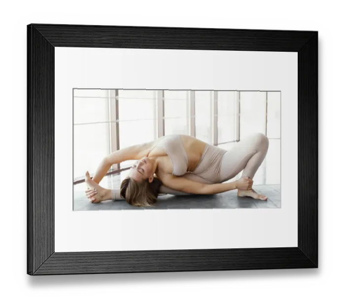 Framed Print : Full shot woman stretching her body