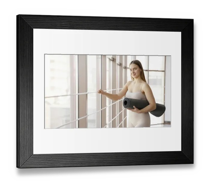 Framed Print : Medium shot woman holding yoga mat Framed Print : Medium shot woman holding yoga mat