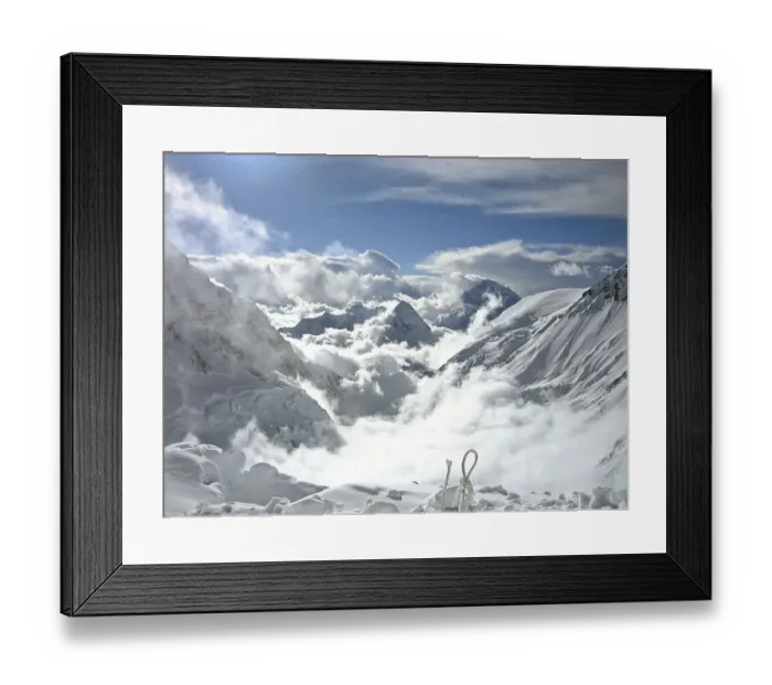 Framed Print : View from Lhotse Face direction west to the summit of Pumori