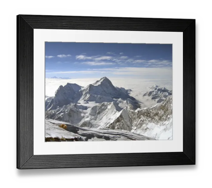 Framed Print : View from the summit of Mount Everest to the mountain Makalu