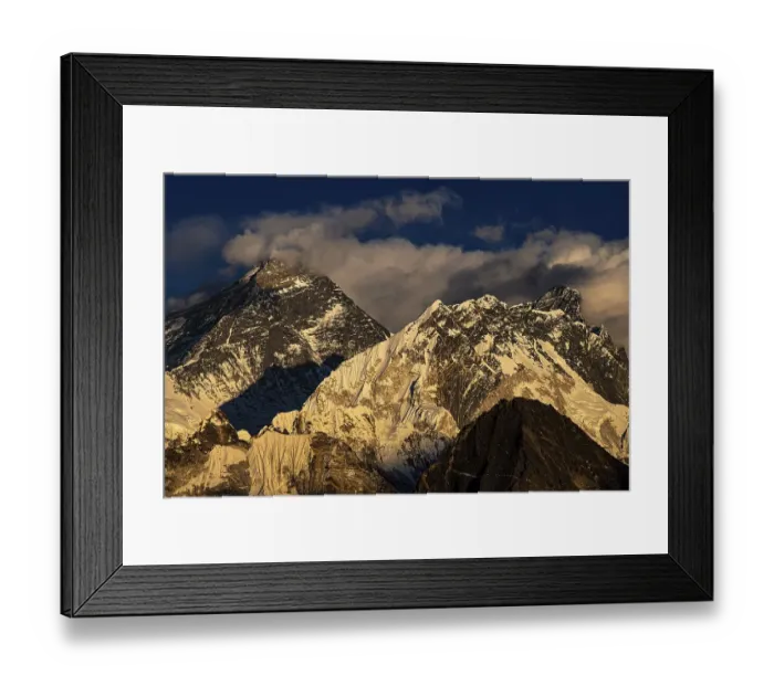 Framed Print : View in the evening light from Renjo La Pass 5417 m