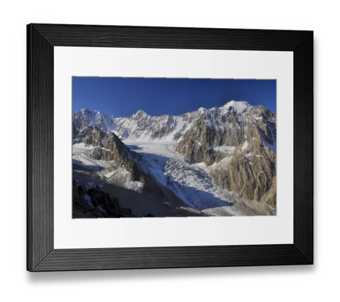 Framed Print : Majestic mountain peak and glacier in Tian Shan mountain range in Kyrgyzstan