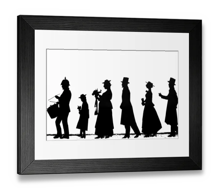 Framed Print : Silhouettes of rural figures around 1900 Framed Print : Silhouettes of rural figures around 1900