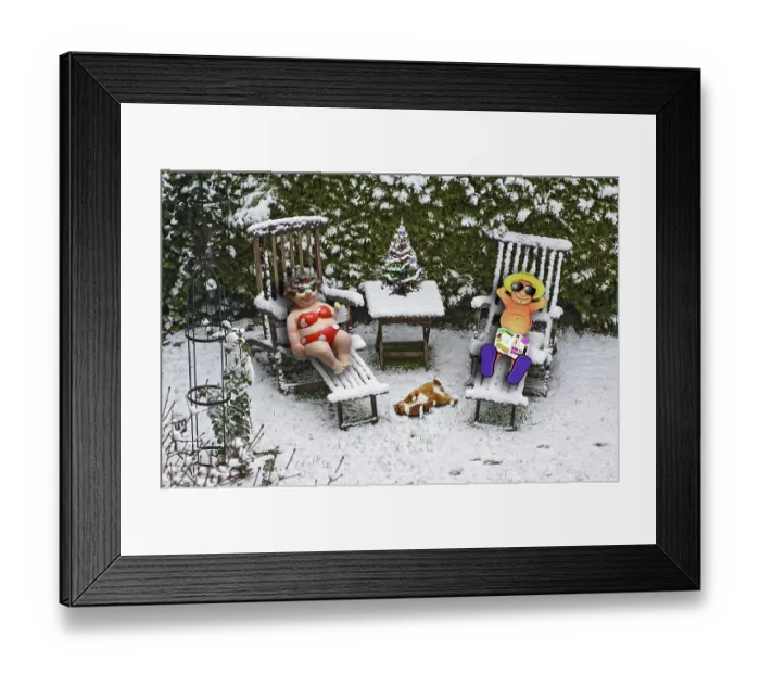 Framed Print : Garden chairs in snow, Composing, Germany, Europe