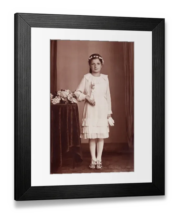Framed Print : Girl at her First Communion, historic photograph Framed Print : Girl at her First Communion, historic photograph