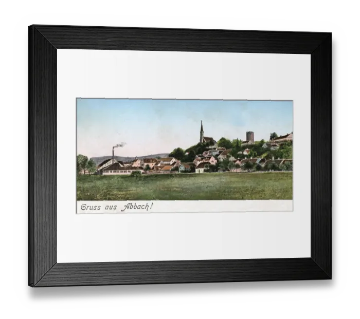 Framed Print : Historic postcard about 1900 Bad Abbach on the Danubia near Regensburg Lower Bavaria Germany