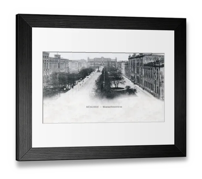Framed Print : Historic postcard about 1900 Munich Bavaria Germany Maximilian street with Maximilianeum in the background