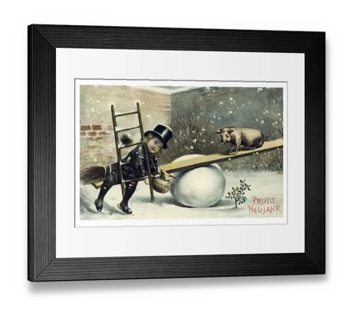Framed Print : Historical New Year greetings card