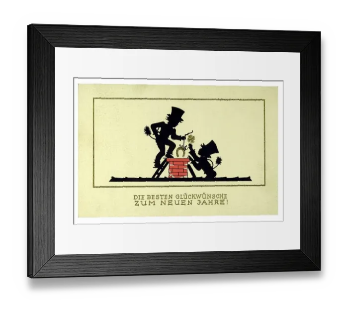 Framed Print : Historical New Year greetings card