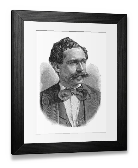 Framed Print : Woodcut, Gustav Nachtigal, portrait