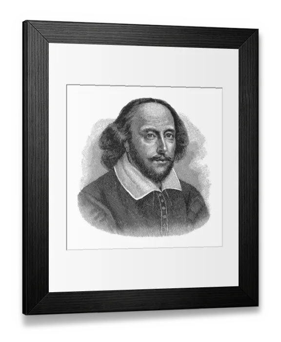 Framed Print : Woodcut, William Shakespeare, portrait