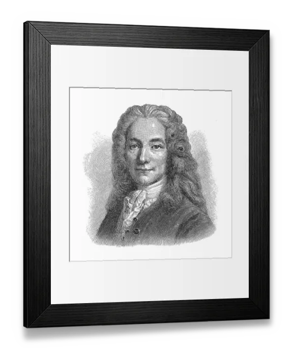 Framed Print : Woodcut, Voltaire, portrait