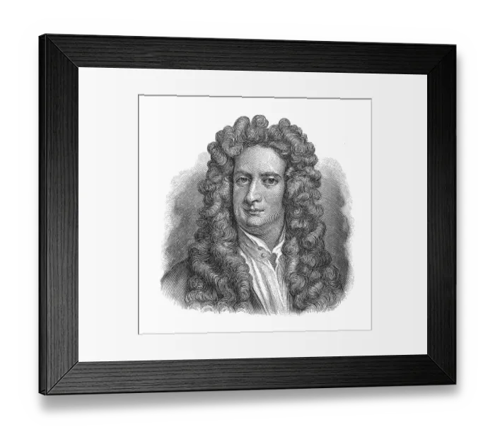 Framed Print : Woodcut, Sir Isaac Newton, portrait Framed Print : Woodcut, Sir Isaac Newton, portrait