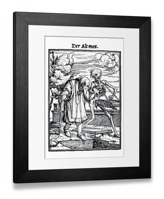 Framed Print : Woodcut, The Old Man, Hans Holbein the Younger Framed Print : Woodcut, The Old Man, Hans Holbein the Younger