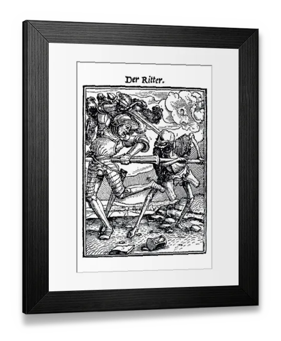Framed Print : Woodcut, The Knight, Hans Holbein the Younger Framed Print : Woodcut, The Knight, Hans Holbein the Younger