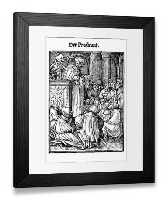 Framed Print : Woodcut, The Preacher, Hans Holbein the Younger Framed Print : Woodcut, The Preacher, Hans Holbein the Younger