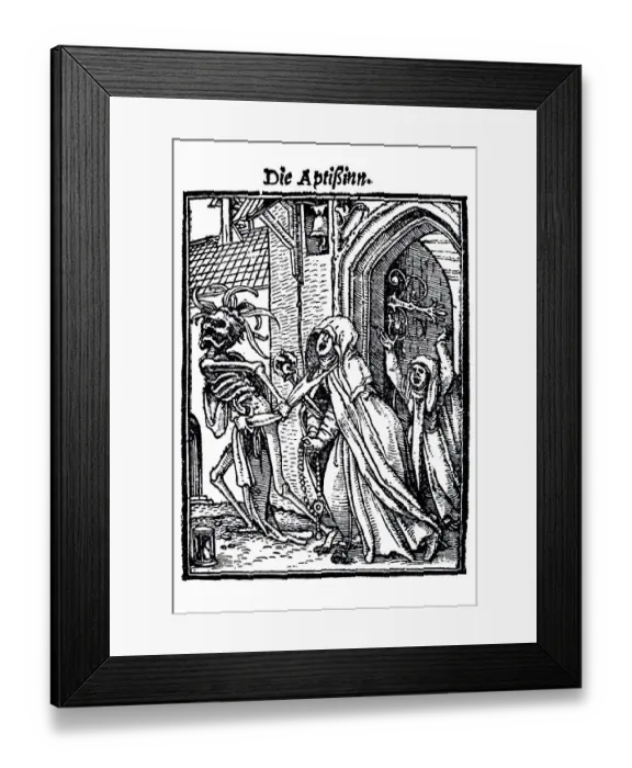 Framed Print : Woodcut, The Abbess, Hans Holbein the Younger