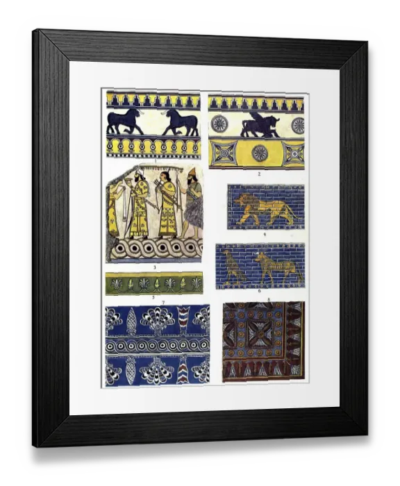 Framed Print : Historic illustration, Babylonian-Assyrian ornaments Framed Print : Historic illustration, Babylonian-Assyrian ornaments