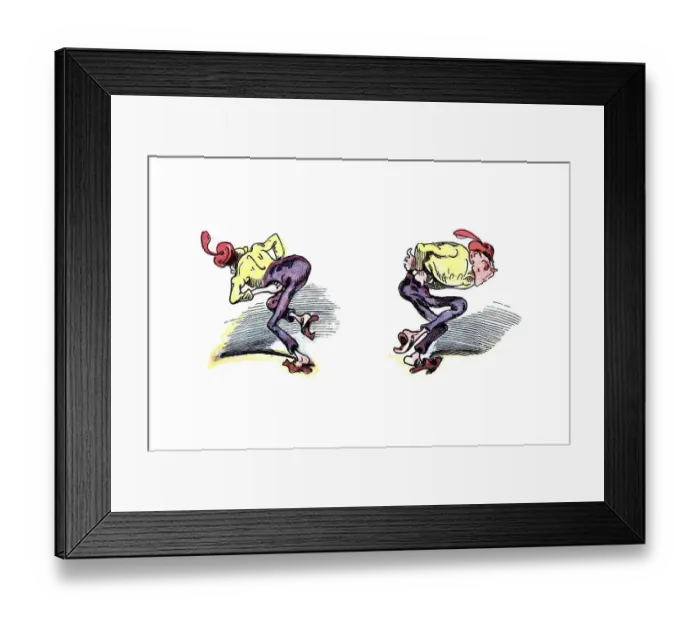 Framed Print : Book illustration, Boeck the tailor with a stomach ache