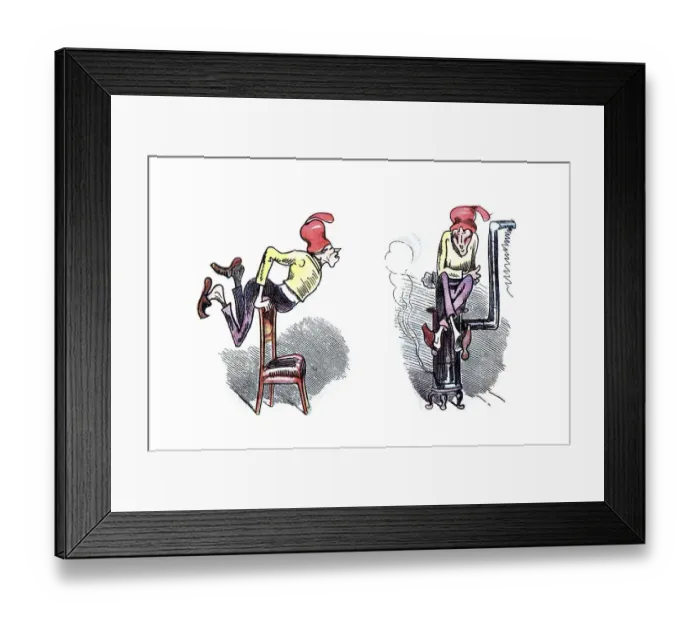 Framed Print : Book illustration, Boeck the tailor with a stomach ache Framed Print : Book illustration, Boeck the tailor with a stomach ache