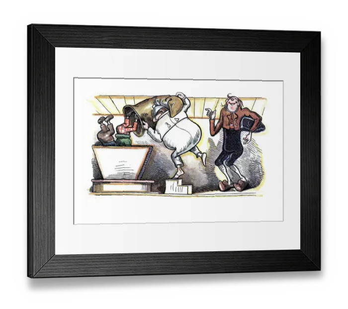 Framed Print : Book illustration, master miller throwing Max and Moritz into the grinding hopper Framed Print : Book illustration, master miller throwing Max and Moritz into the grinding hopper