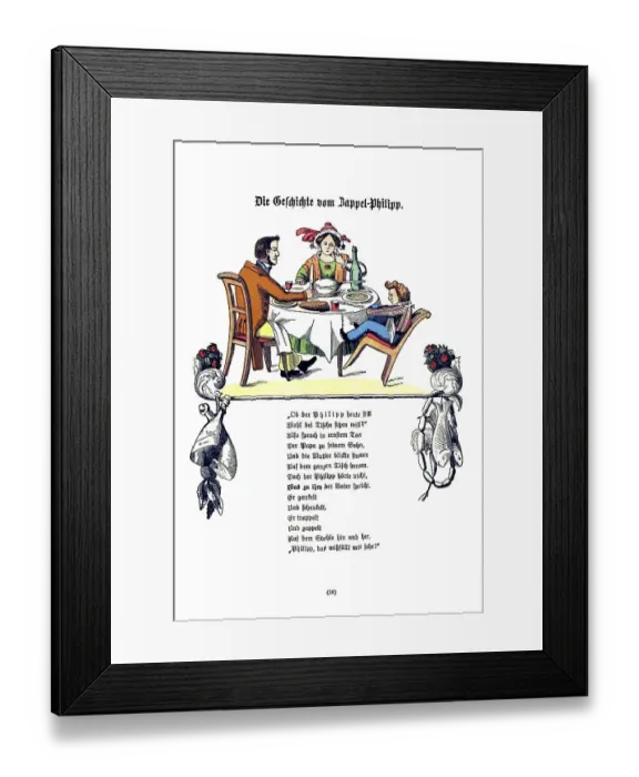 Framed Print : Book illustration, Die Geschichte vom Zappel-Philipp