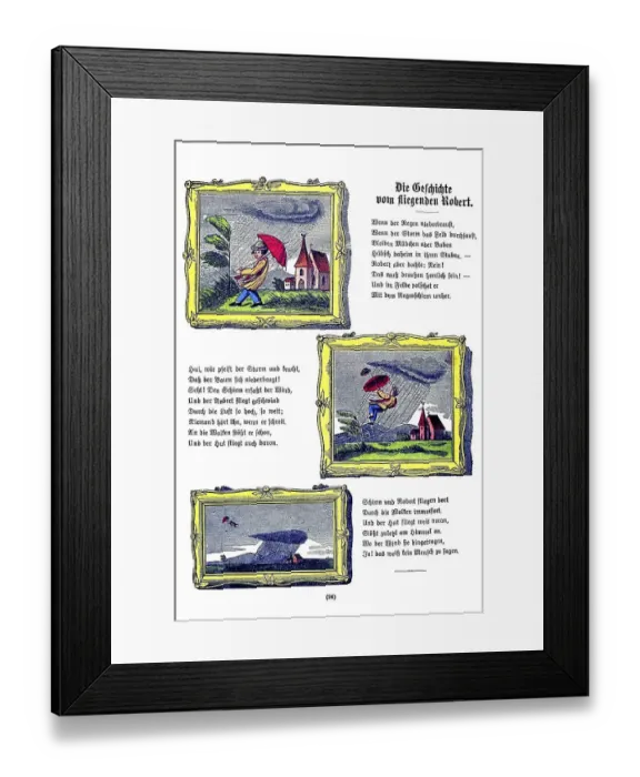 Framed Print : Book illustration, Die Geschichte vom fliegenden Robert