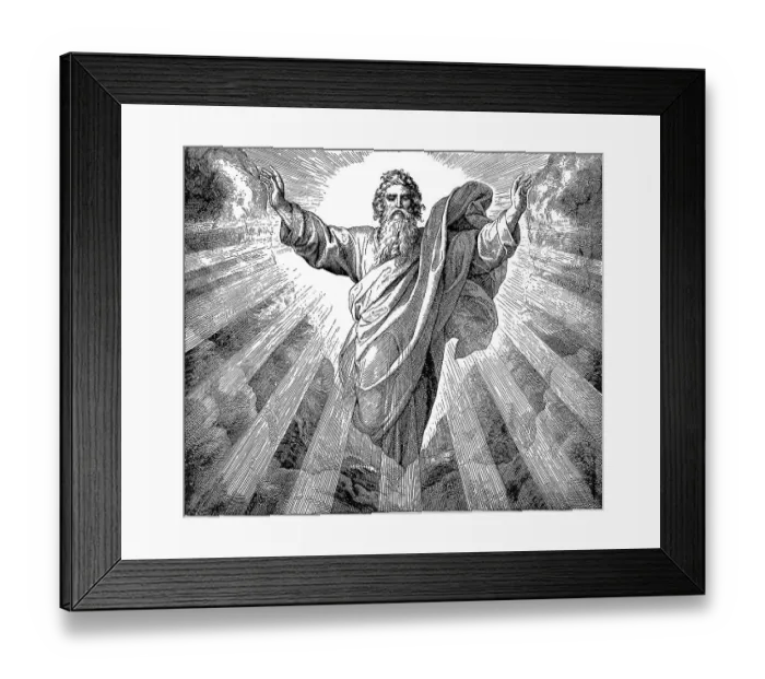 Framed Print : Woodcut, God, the first day of Creation Framed Print : Woodcut, God, the first day of Creation