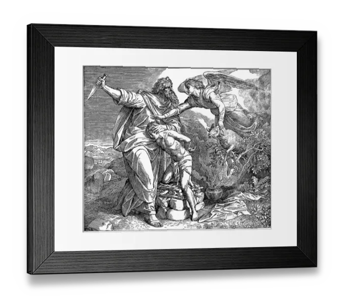 Framed Print : Woodcut, sacrifice of Isaac, Genesis 22 Framed Print : Woodcut, sacrifice of Isaac, Genesis 22