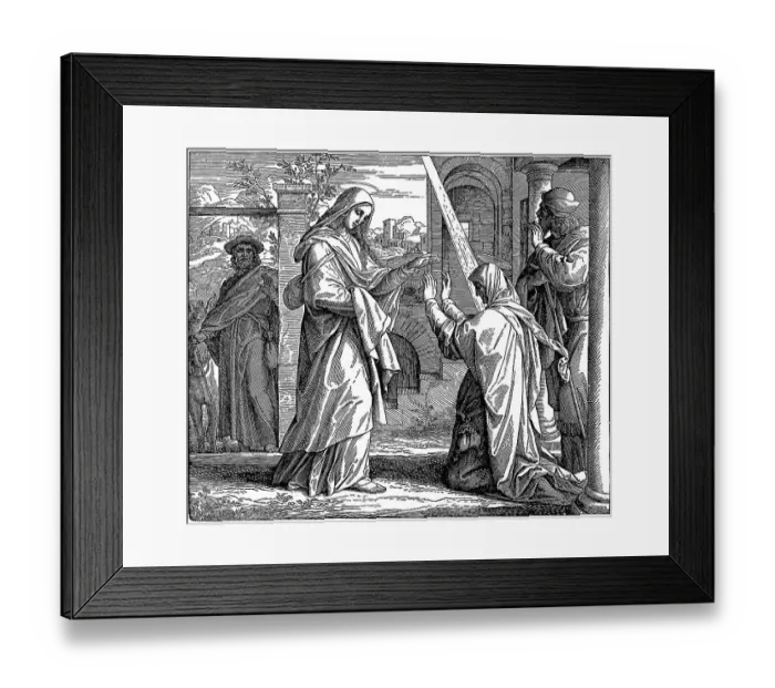 Framed Print : Woodcut, The Visitation, Gospel of Luke