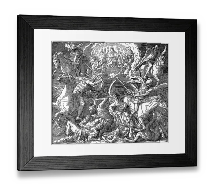 Framed Print : Woodcut, the first six seals, Epiphany of John