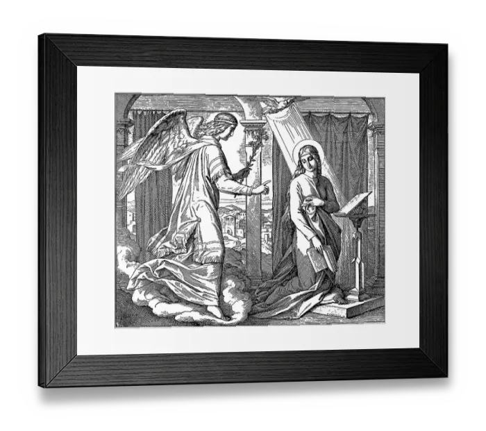 Framed Print : Woodcut, Annunciation, Gospel of Luke