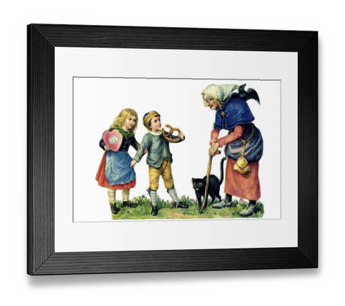 Framed Print : Nostalgic chromos illustration
