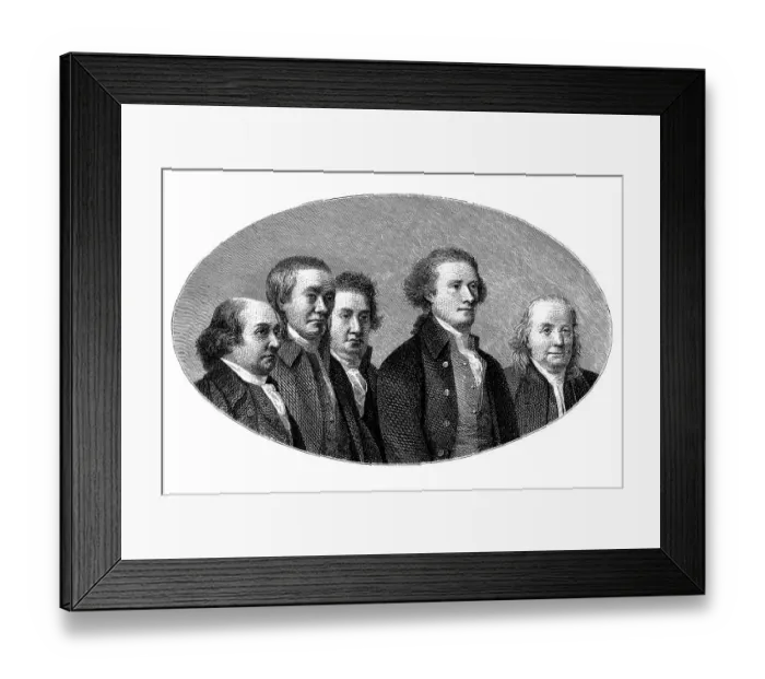 Framed Print : Group signing the United States Declaration of Independence on the 4
