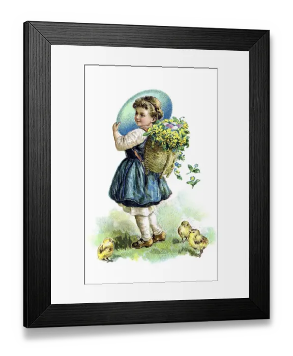 Framed Print : Nostalgic greeting card for Easter