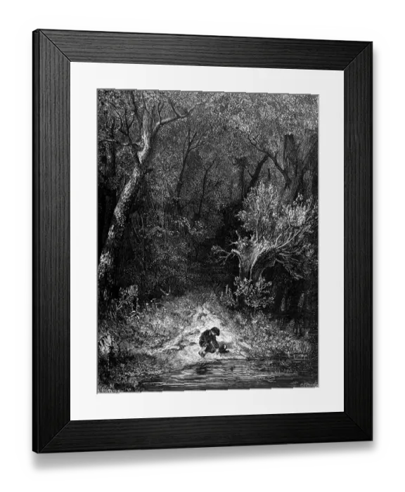 Framed Print : The Tom Thumb, boy, brook, sad Framed Print : The Tom Thumb, boy, brook, sad