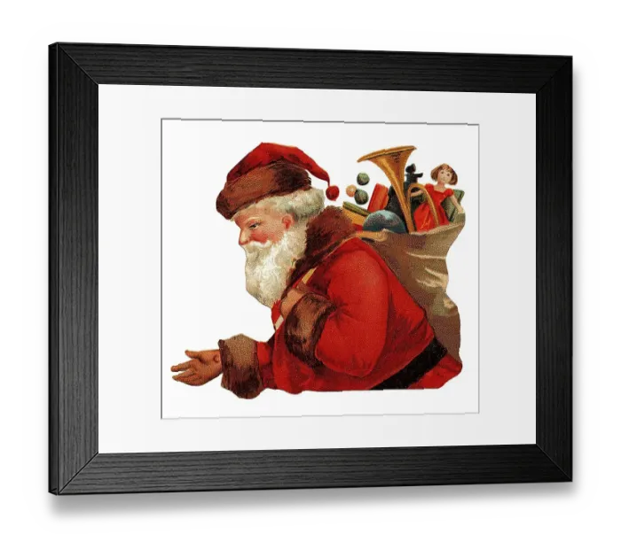 Framed Print : Santa bringing gifts, historical illustration