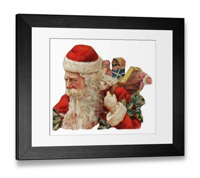 Framed Print : Santa bringing gifts, historical illustration