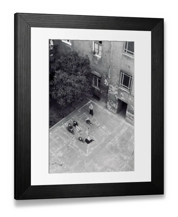 Framed Print : Children playing in the backyard of the house Stargarder Strasse 21 Framed Print : Children playing in the backyard of the house Stargarder Strasse 21